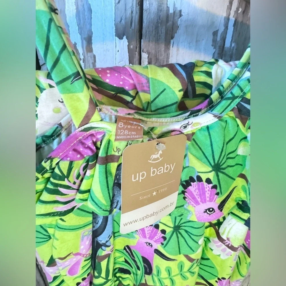 Up Baby Tropical Birds 2 piece set size 8 Girls Ruffle Shoulder & Pants NWT
